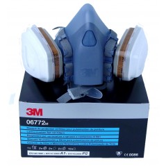 Kit complet pour demi-masque 3M réutilisable. Parfait pour une protection respiratoire en atelier de carrosserie.