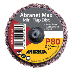 Disque abrasif 50 mm P80 MIRKA pour enlever la peinture, l’apprêt et la rouille en carrosserie.