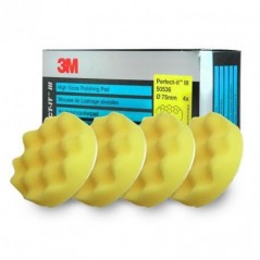 4 mousses de lustrage d'agressivité moyenne à forte 3M-50536. À utiliser avec le liquide de polissage jaune.