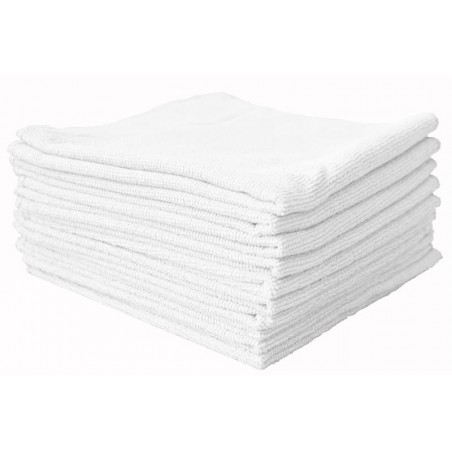 Chiffon microfibre blanc. Humide, il absorbe les saletés et graisses.